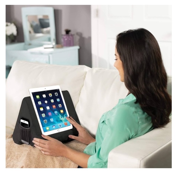 Black Tablet Stand for Electronics- Pillow Pad Deluxe - Picture 3 of 4